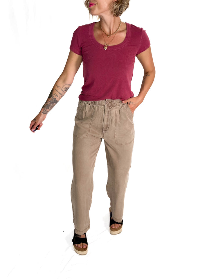 Mackenzie Wide Leg Tencel Pants- HAZELNUT