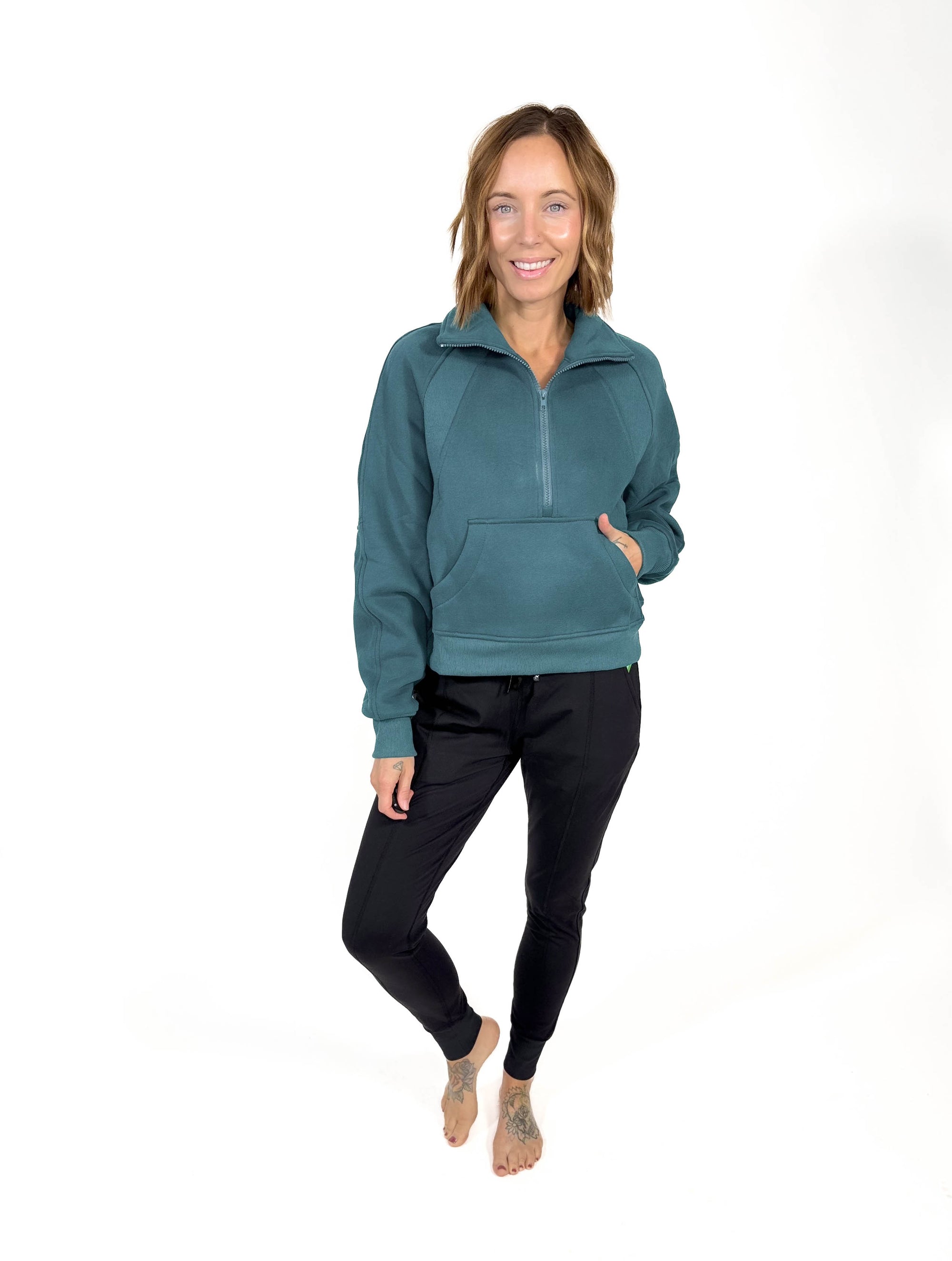 Morgan Funnel Neck Half Zip- TEAL