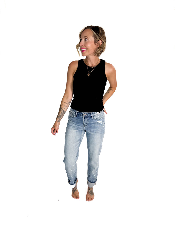 Beth Ribbed Tank Top- BLACK-FINAL SALE