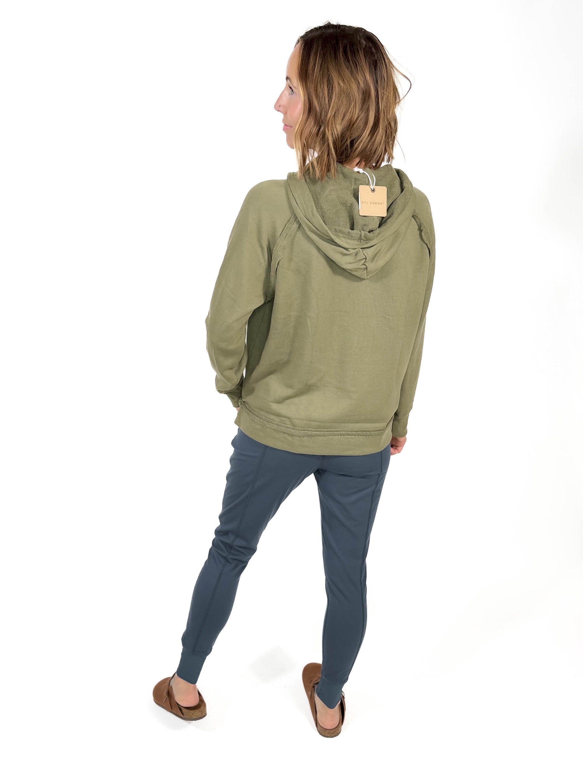 Finlay Raw Edge Hoodie- LIGHT OLIVE-FINAL SALE