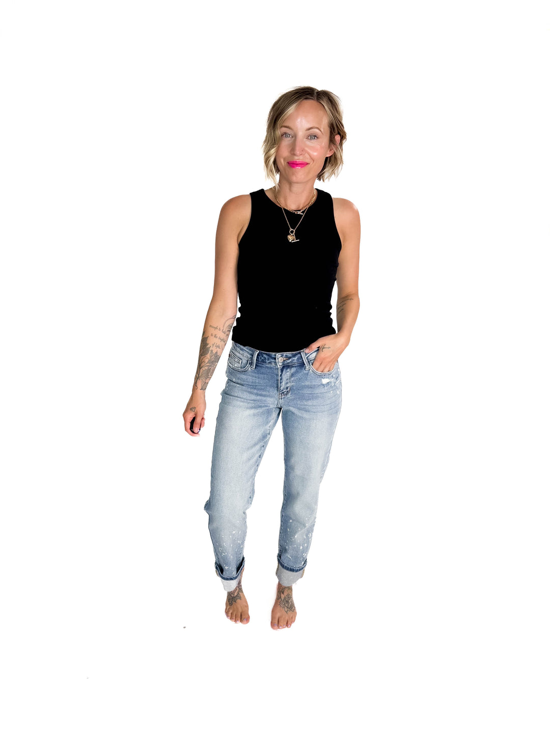 Beth Ribbed Tank Top- BLACK-FINAL SALE