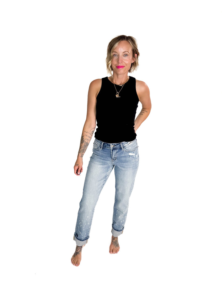 Beth Ribbed Tank Top- BLACK-FINAL SALE