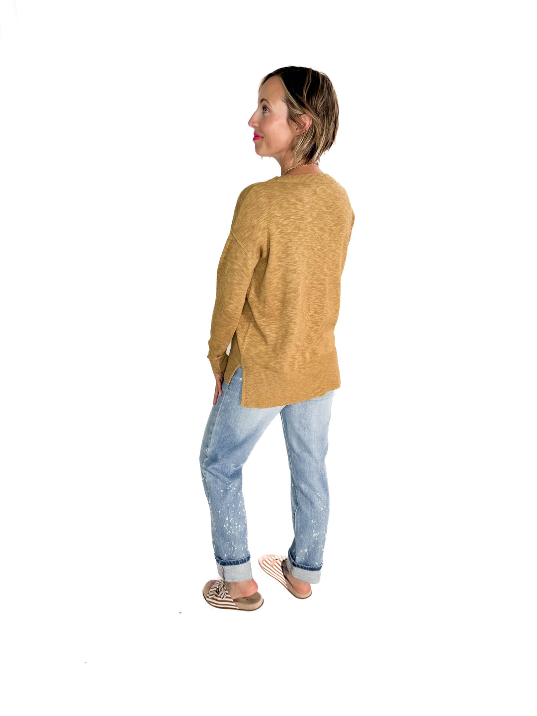 Walker Round Neck Sweater With Chest Pockets- GOLDEN