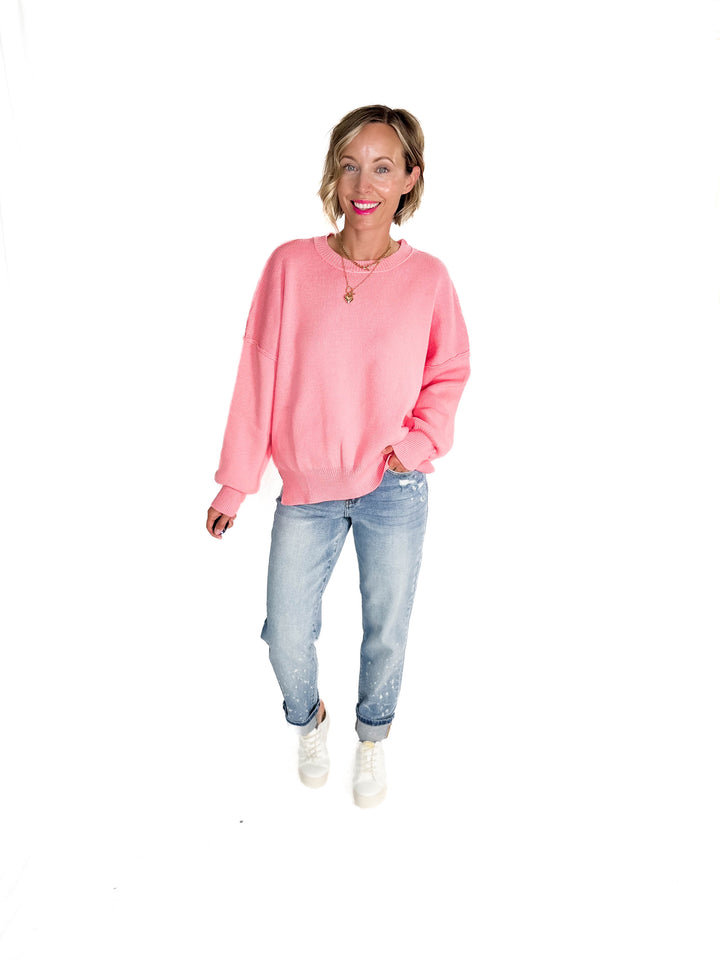 Soula Cotton Knit Sweater- PINK