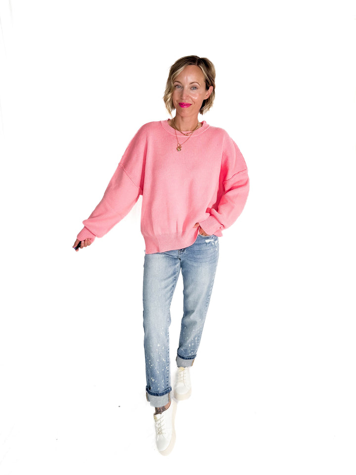 Soula Cotton Knit Sweater- PINK