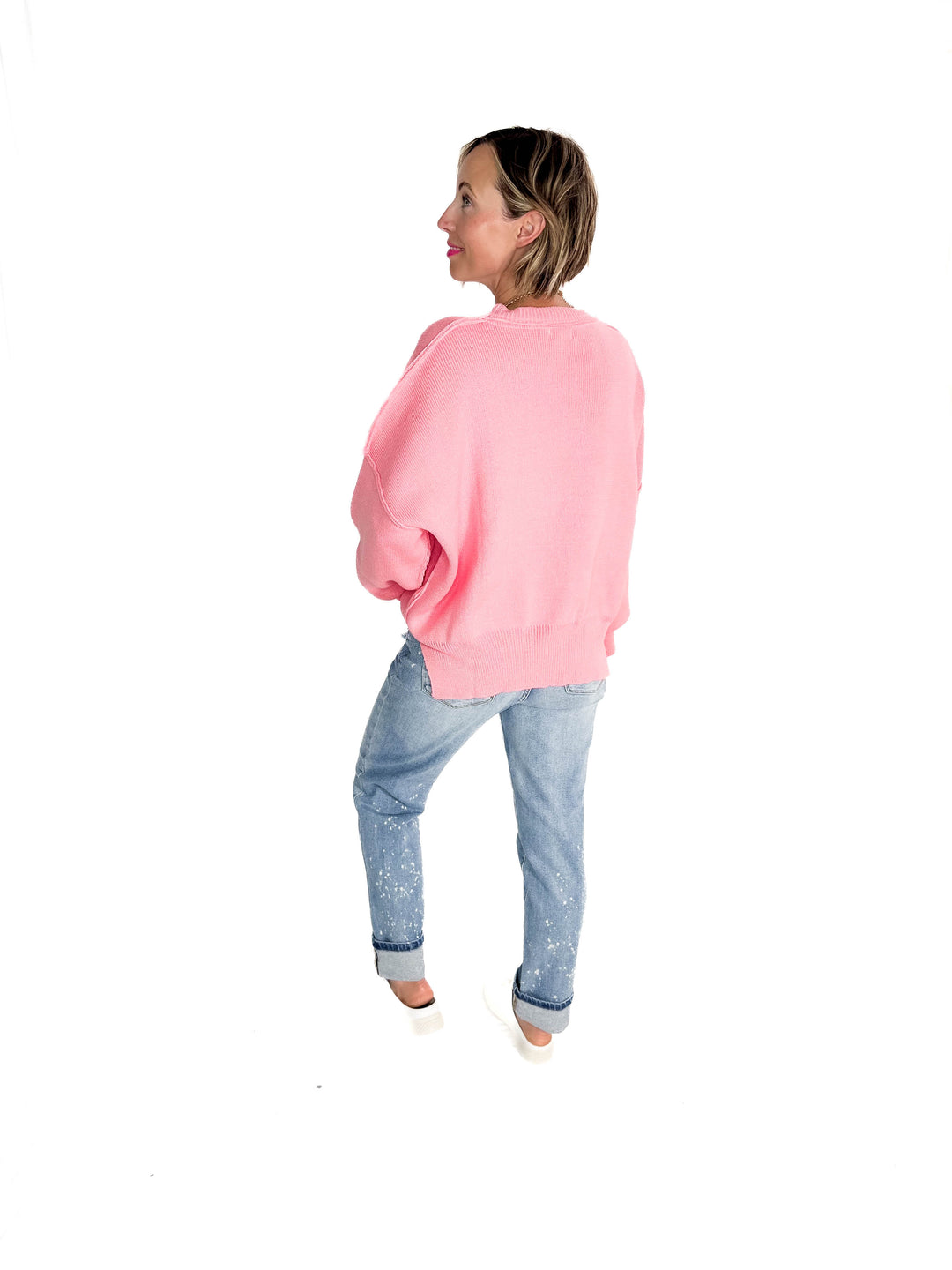 Soula Cotton Knit Sweater- PINK