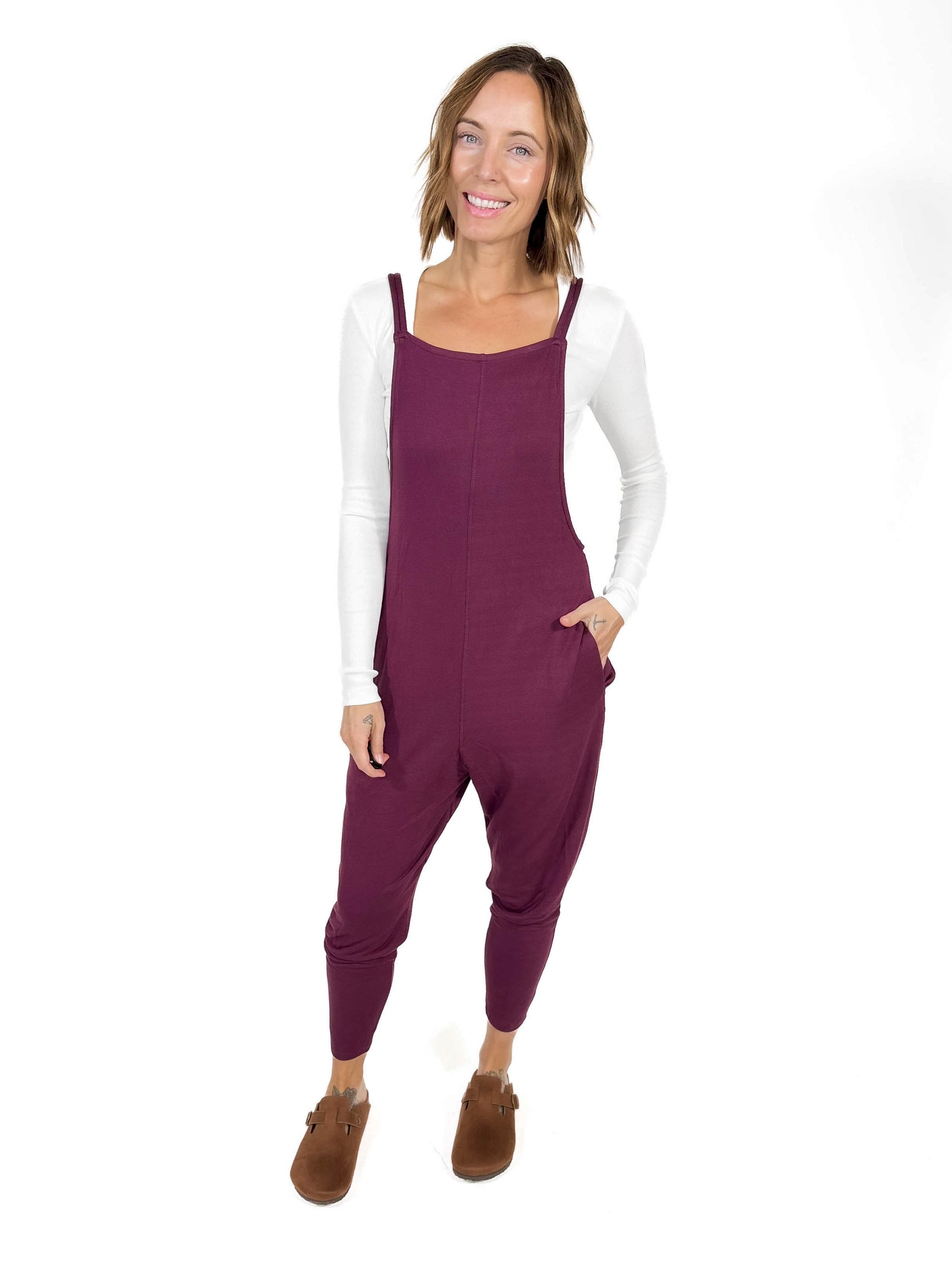 MONO B Kelso Jumpsuit- PLUM