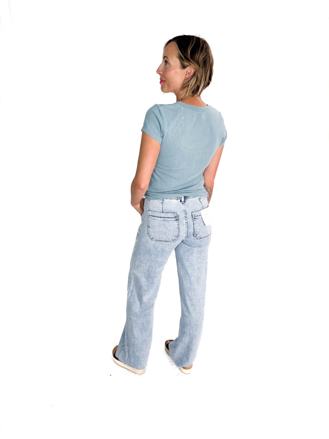 Lauren Basic Scoop Neck Baby Tee- TEAL