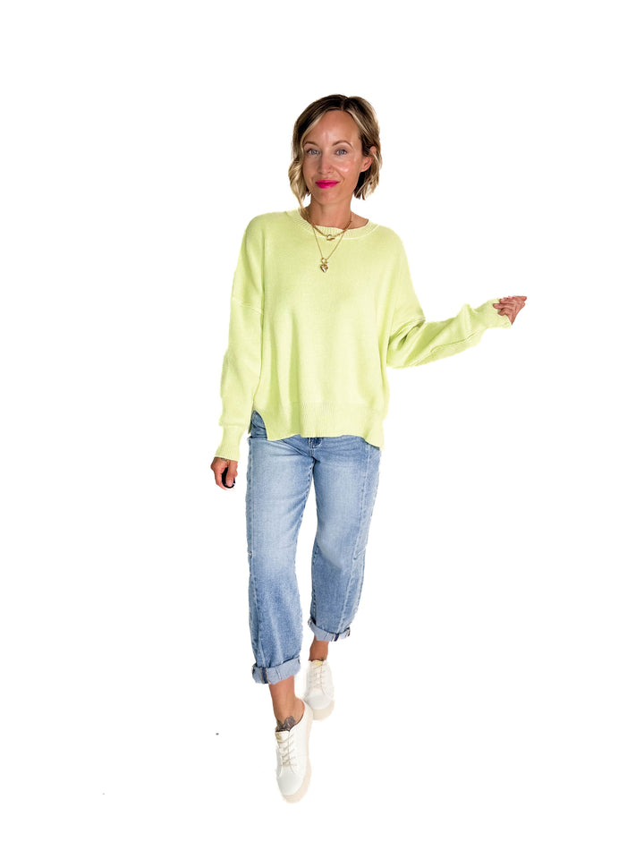 Soula Cotton Knit Sweater- LIME