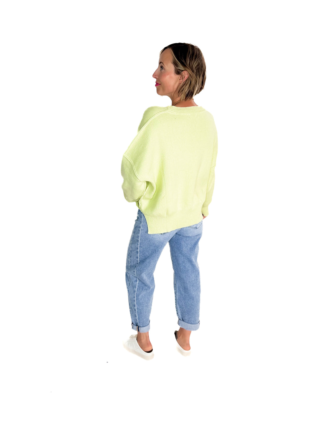 Soula Cotton Knit Sweater- LIME