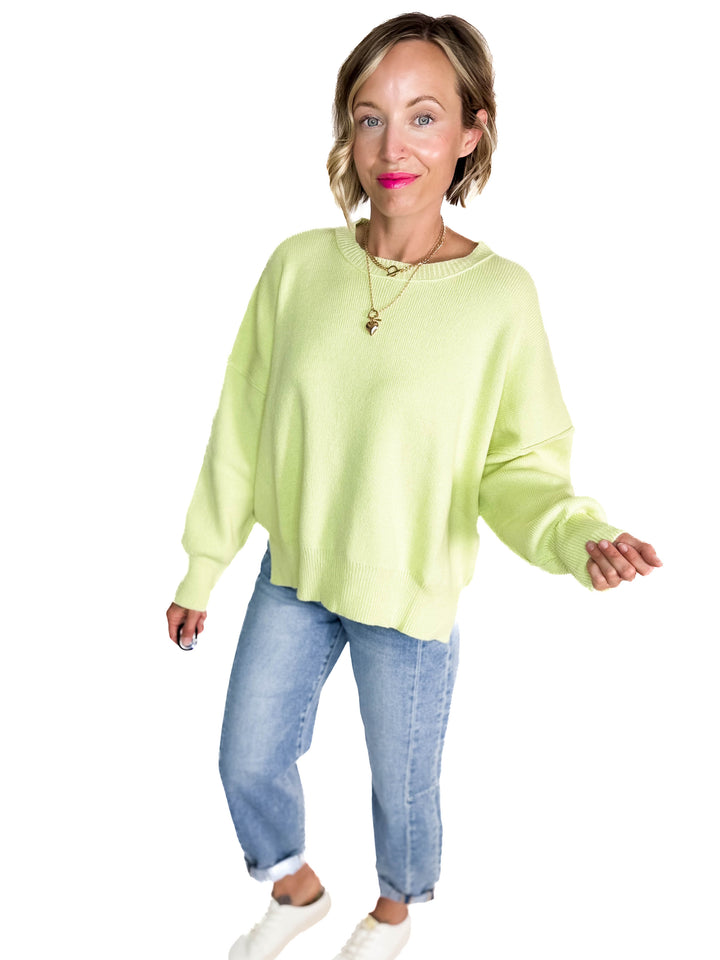 Soula Cotton Knit Sweater- LIME