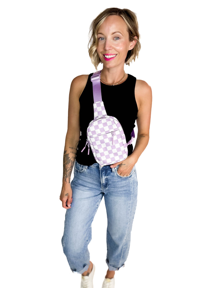 Tanner Checker Sling Bag- LAVENDER