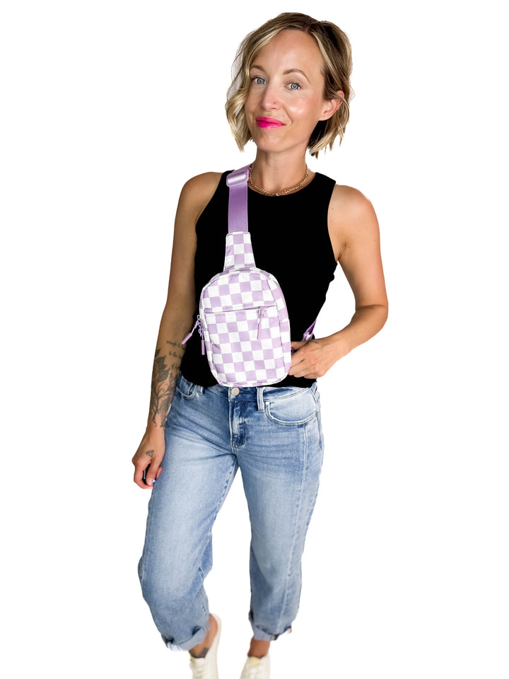 Tanner Checker Sling Bag- LAVENDER