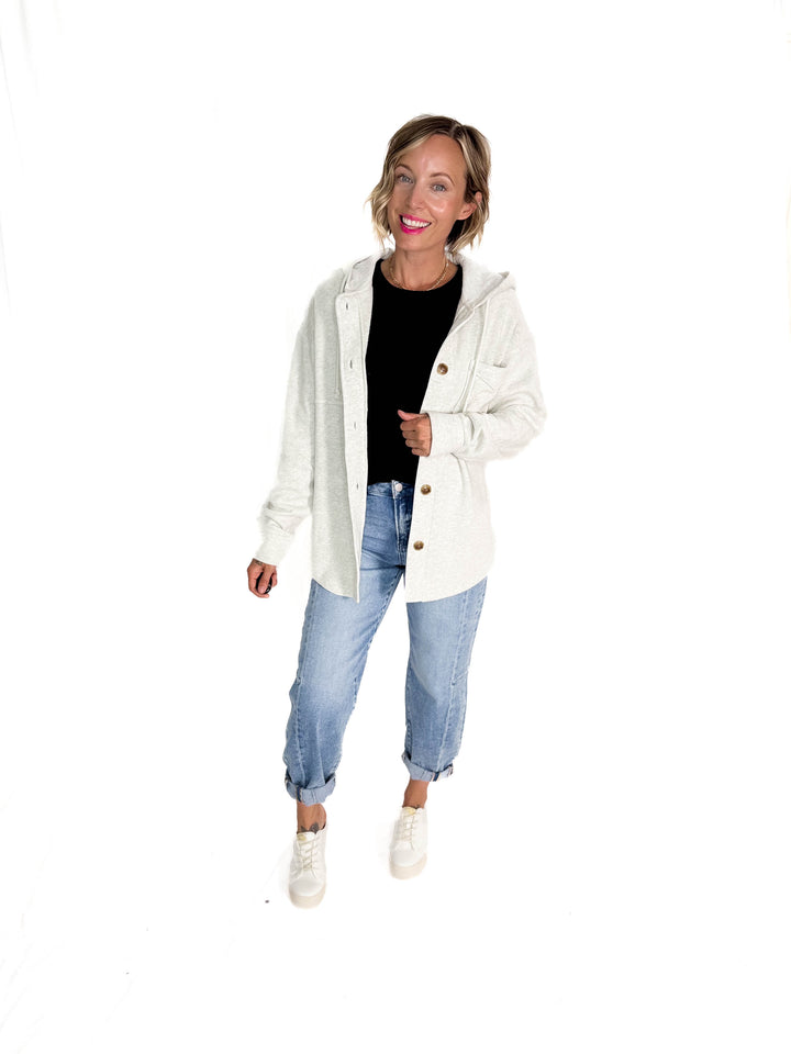 THREAD & SUPPLY Shyla Hoodie Shacket- HTHR GREY