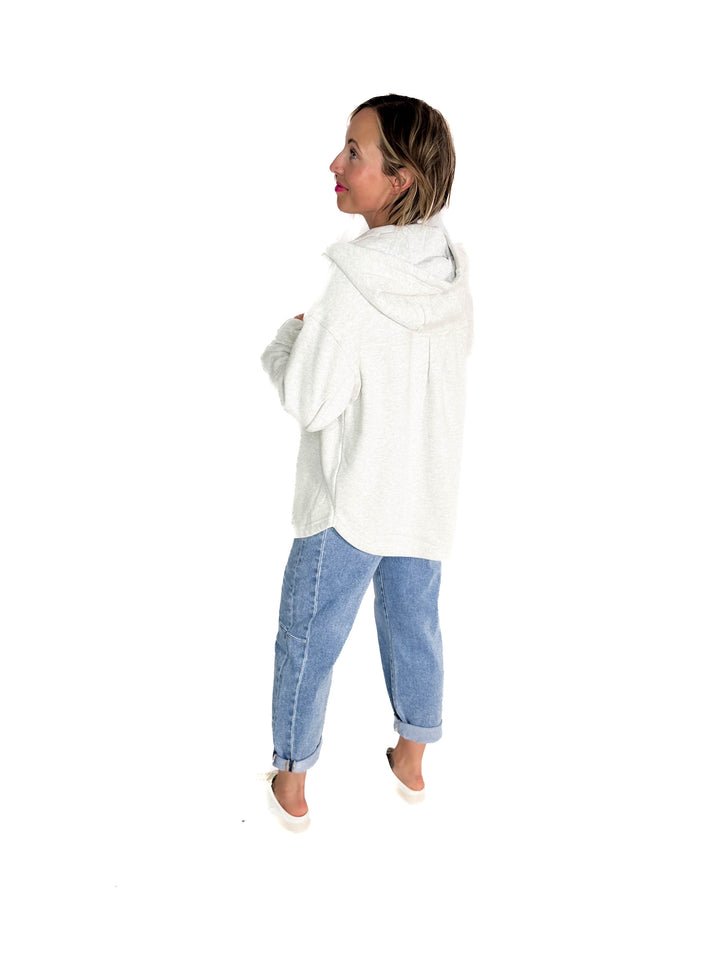 THREAD & SUPPLY Shyla Hoodie Shacket- HTHR GREY