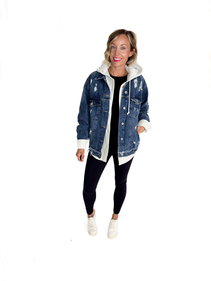 Modela Boyfriend Denim Jacket- DARK WASH-FINAL SALE