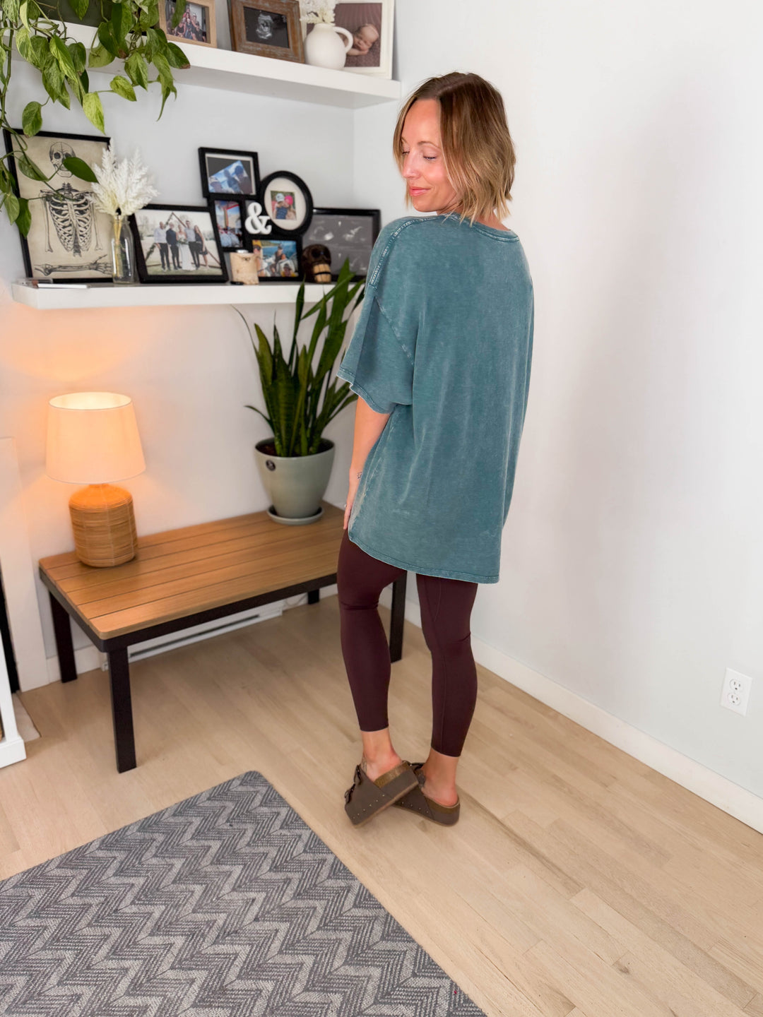 Keri Washed Cotton Boyfriend Tee- DARK TEAL