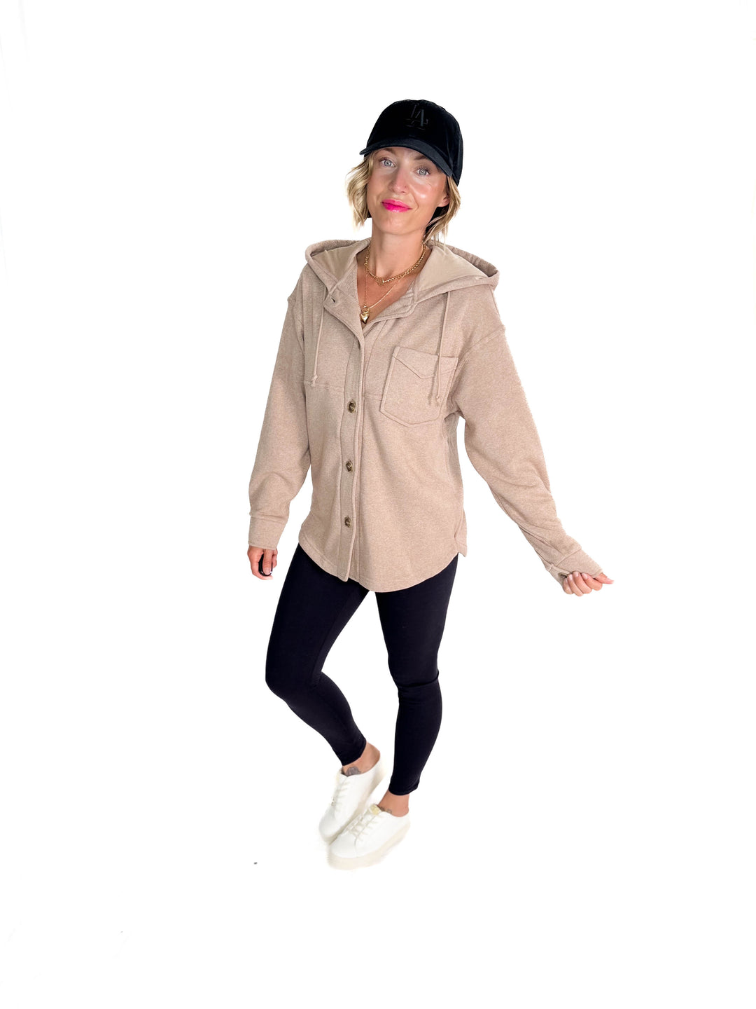 THREAD & SUPPLY Shyla Hoodie Shacket- HTHR CLOVE