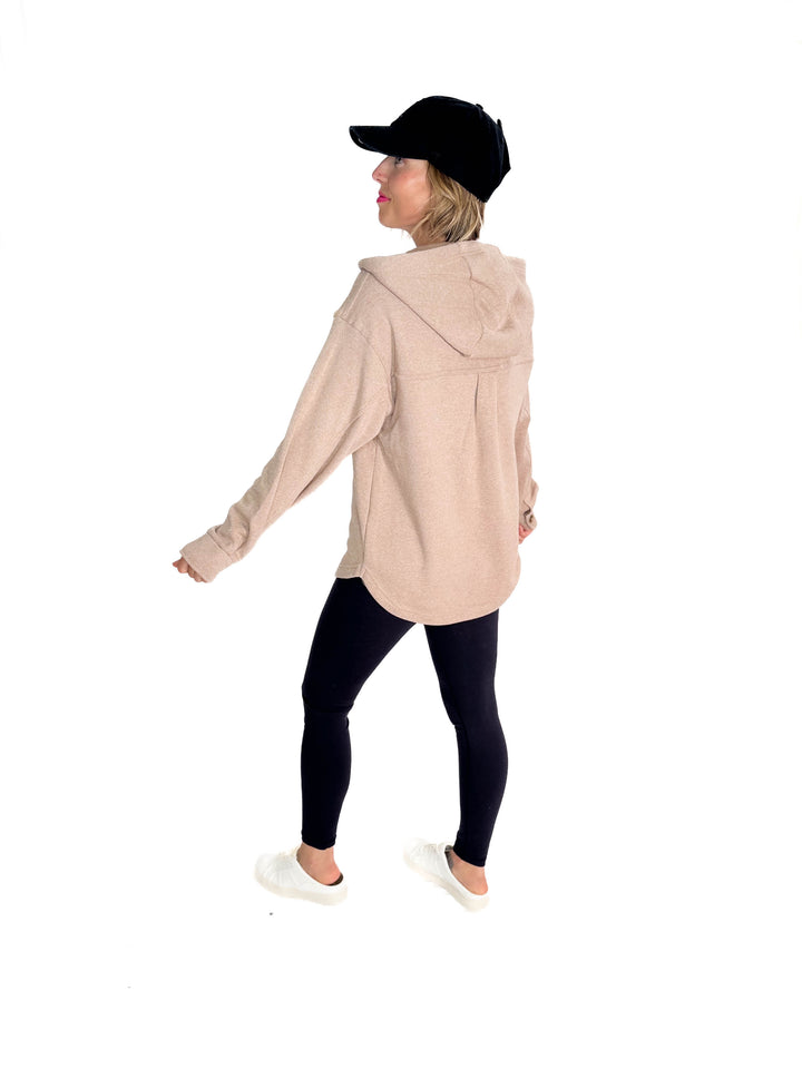 THREAD & SUPPLY Shyla Hoodie Shacket- HTHR CLOVE