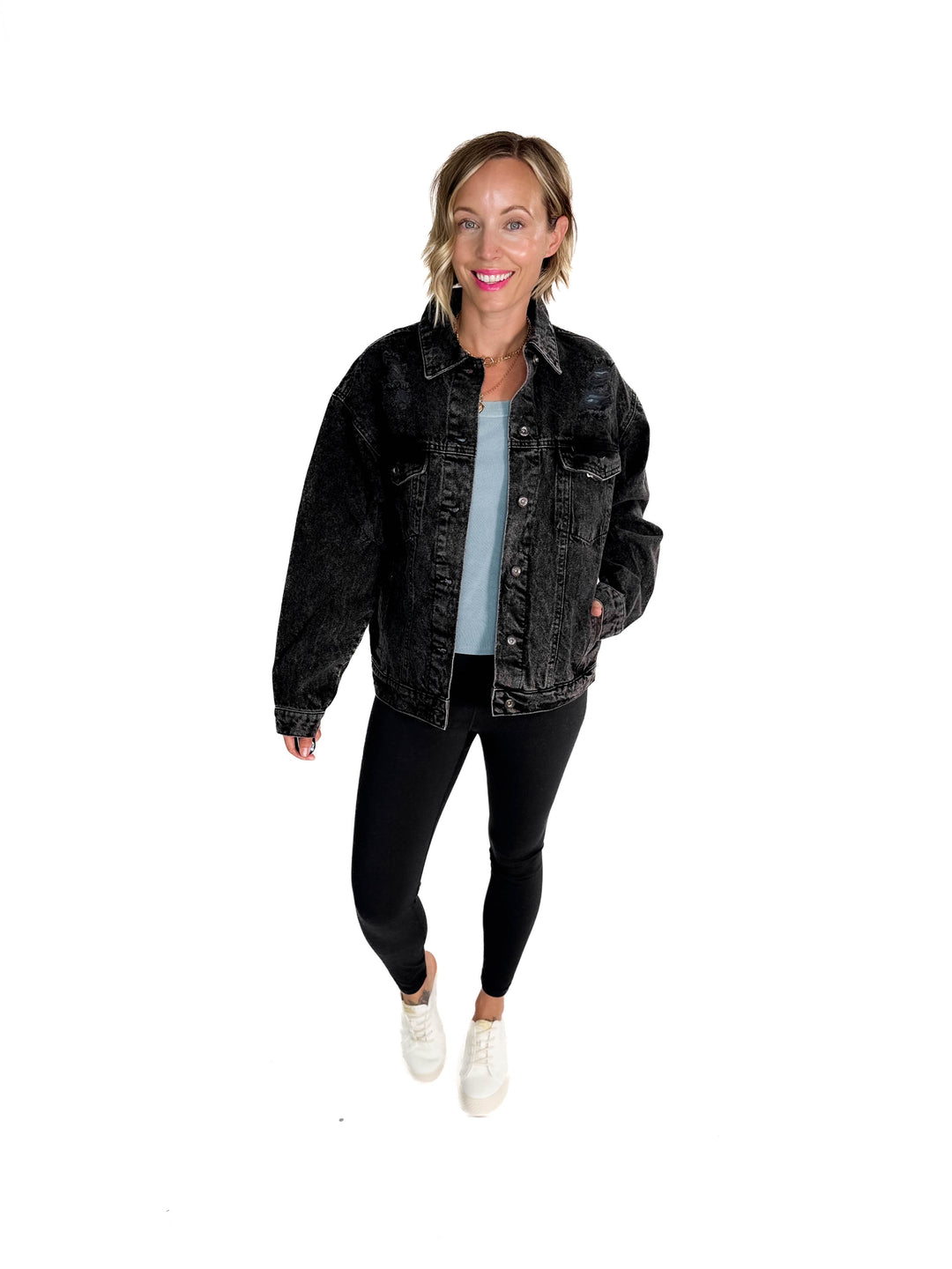 Modela Boyfriend Denim Jacket- BLACK-FINAL SALE