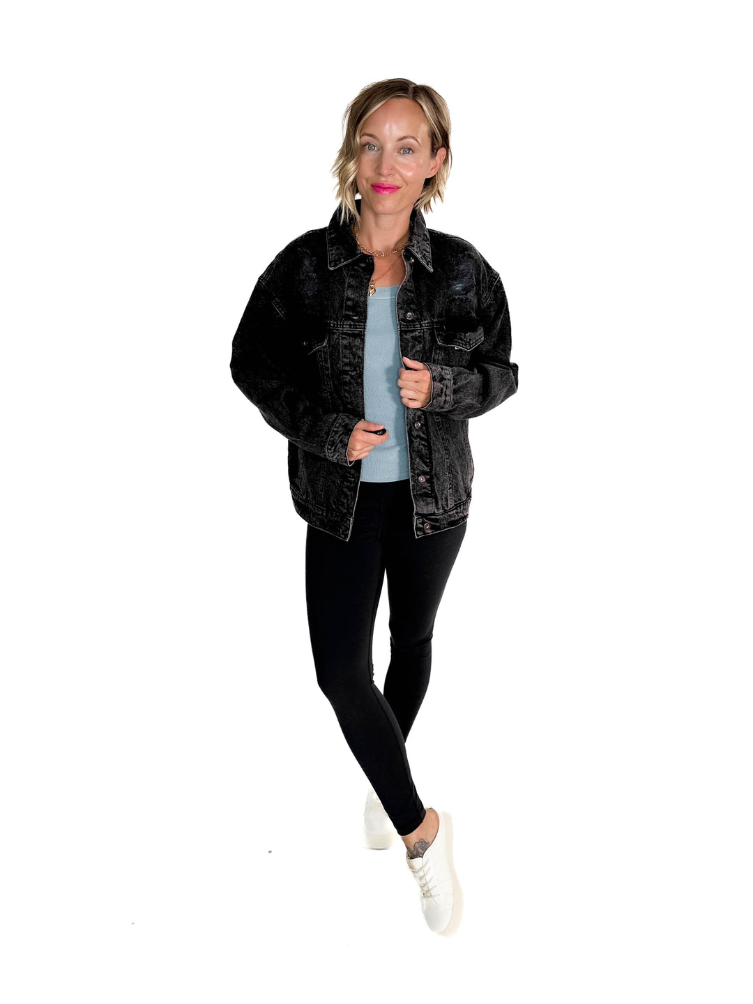 Modela Boyfriend Denim Jacket- BLACK-FINAL SALE