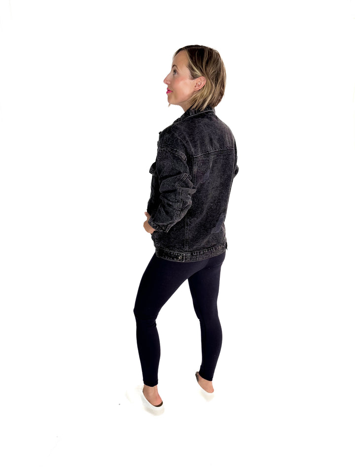 Modela Boyfriend Denim Jacket- BLACK-FINAL SALE