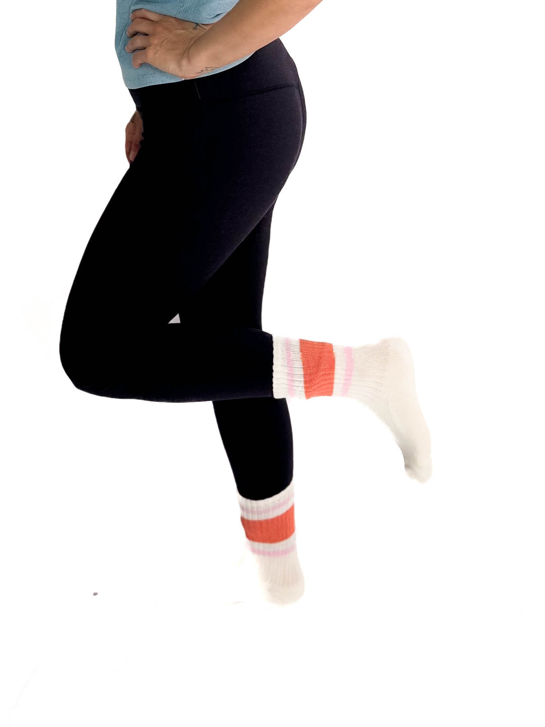 Classic Stripe Crew Sock- MANGO/BLUSH
