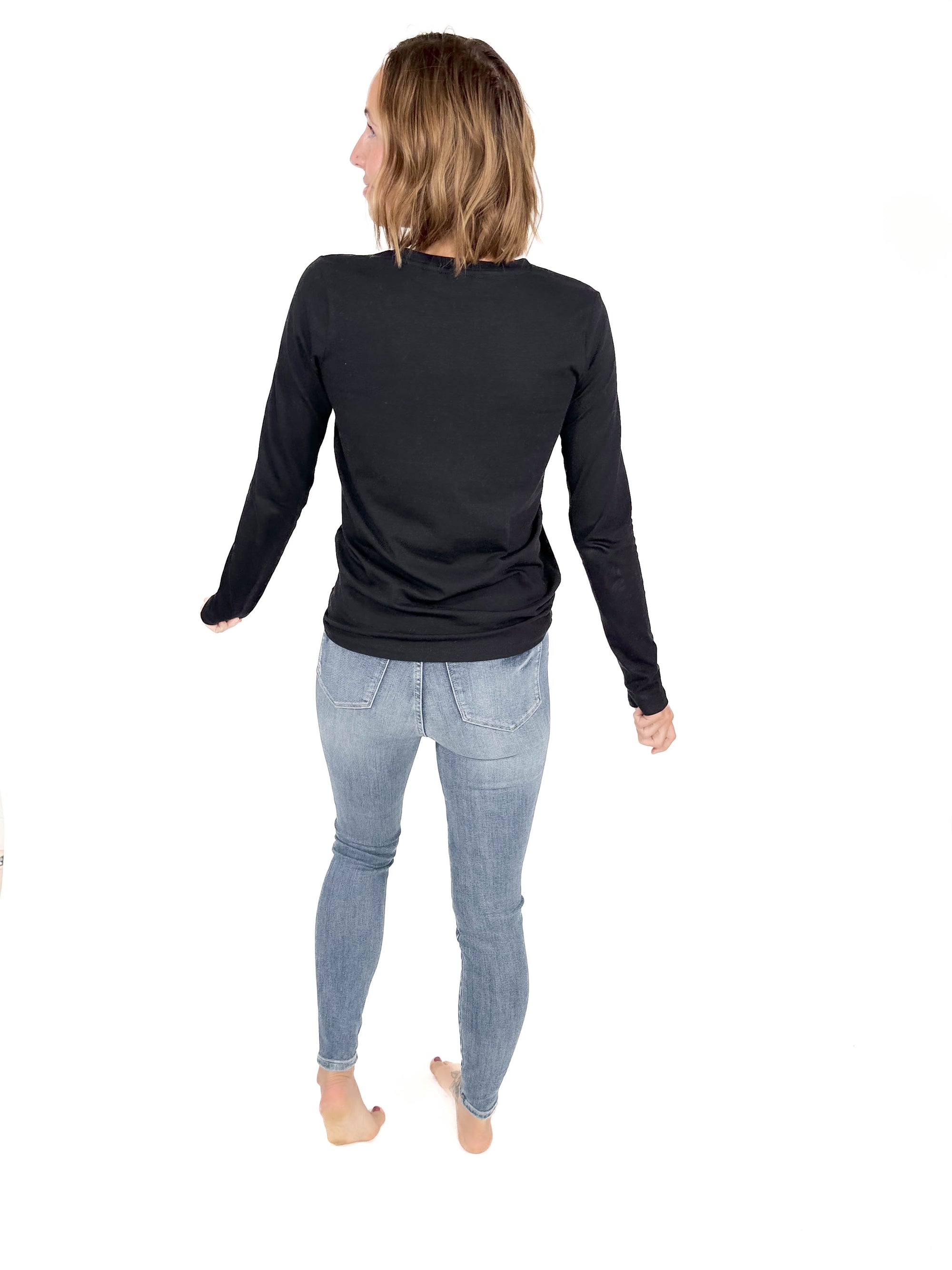 Better Than Basic Cotton Crewneck Long Sleeve- BLACK