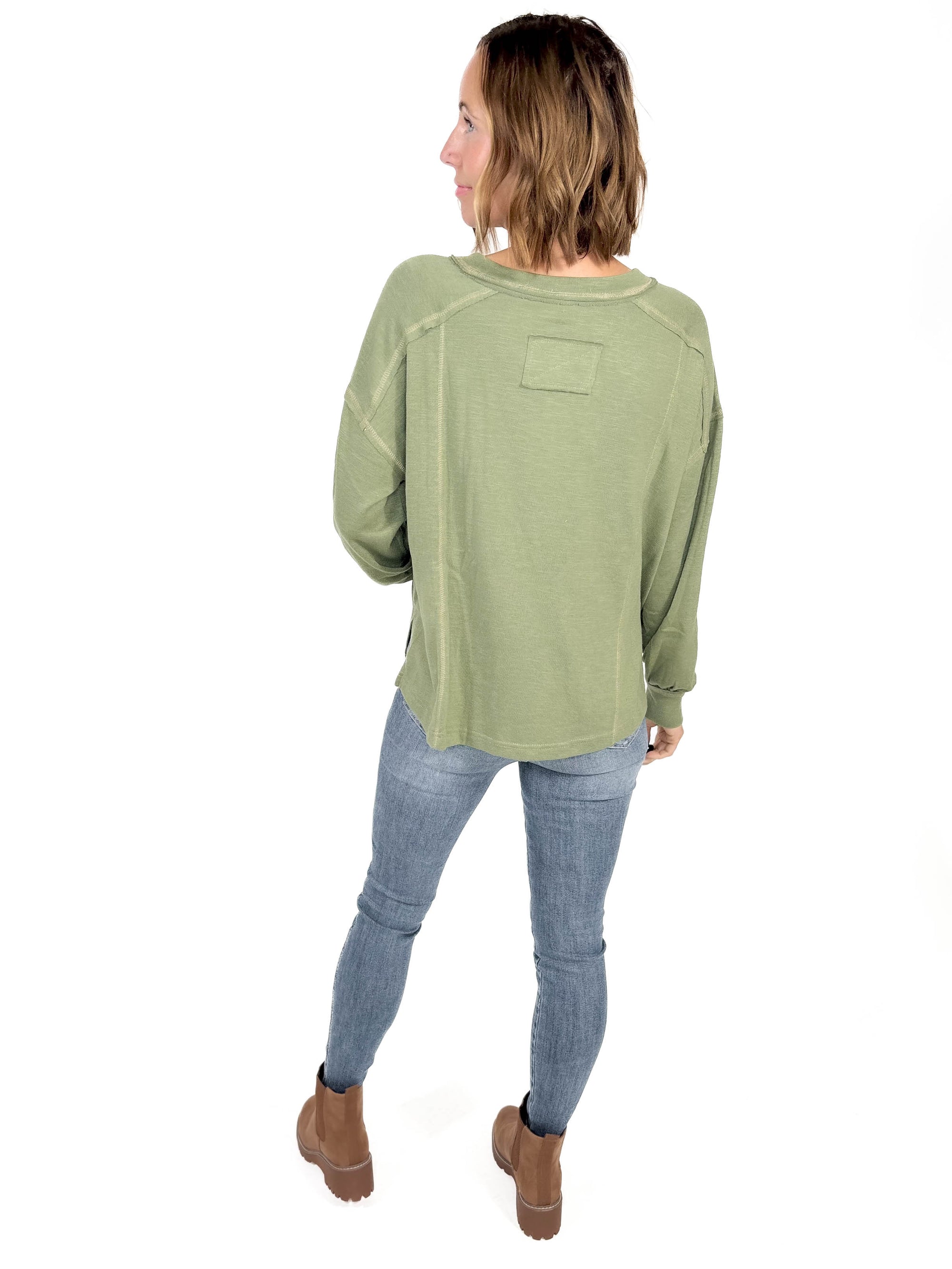 Niagra Henley Top- OLIVE-FINAL SALE *L*