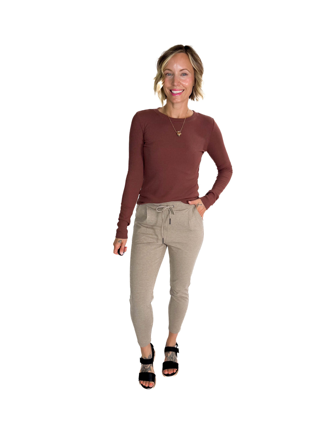 VERO MODA Eva Casual Pant- FOSSIL TAUPE