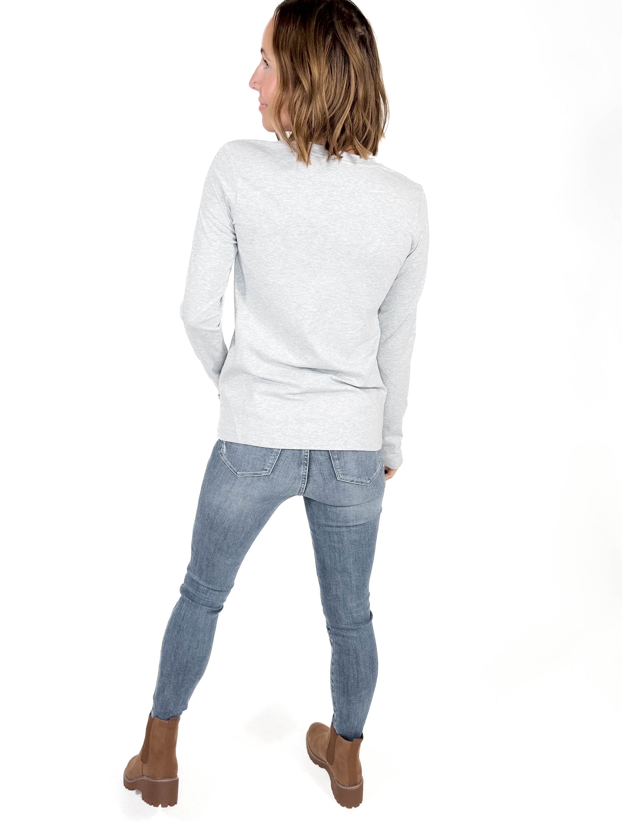 Better Than Basic Cotton Crewneck Long Sleeve- HTHR GREY