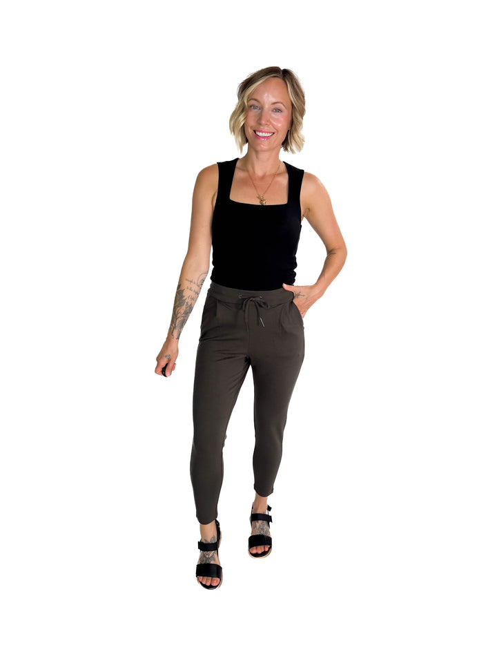 VERO MODA Eva Casual Pant- DARK OLIVE