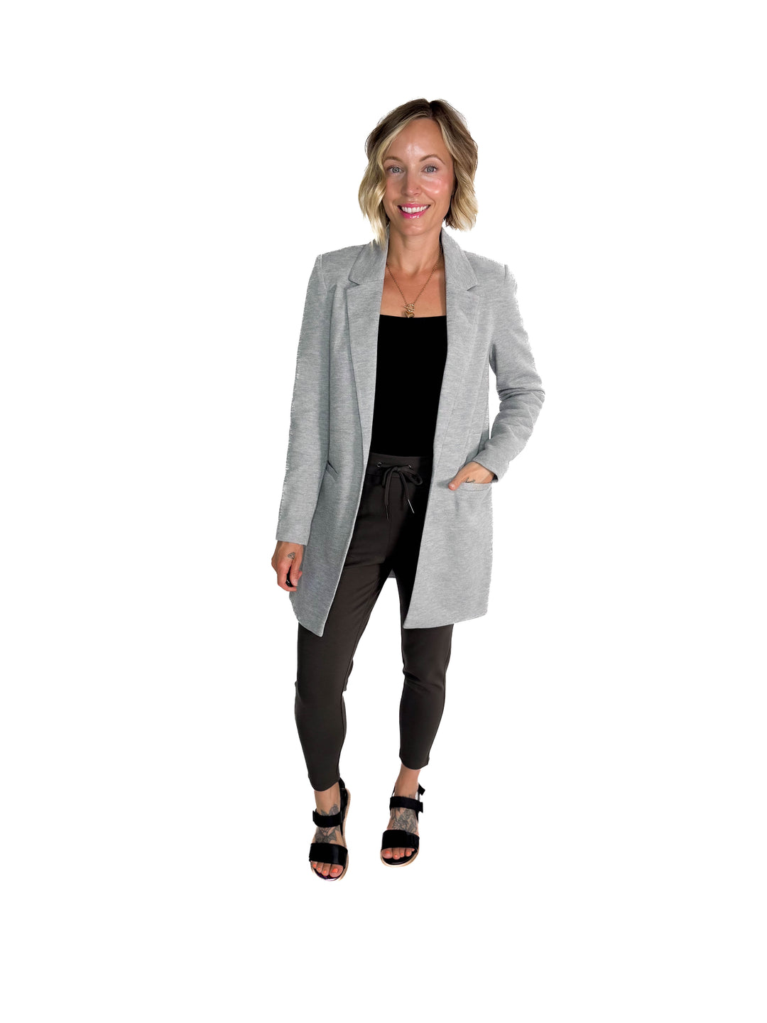 VERO MODA Verina Long Blazer- LIGHT GREY MELANGE
