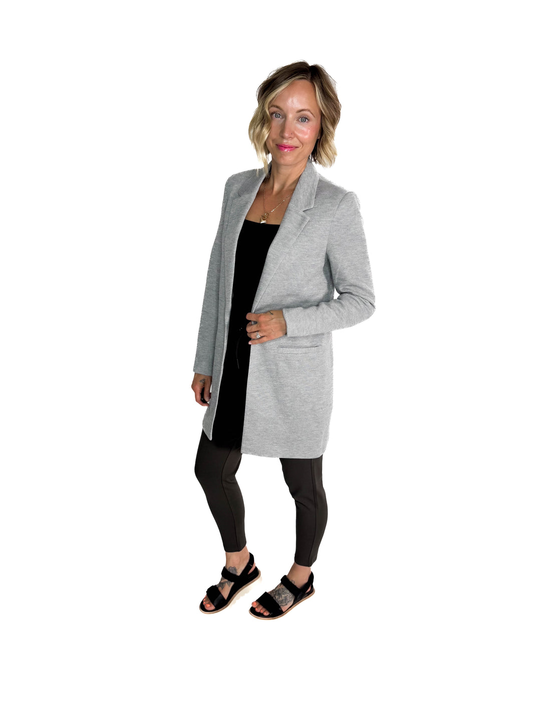 VERO MODA Verina Long Blazer- LIGHT GREY MELANGE