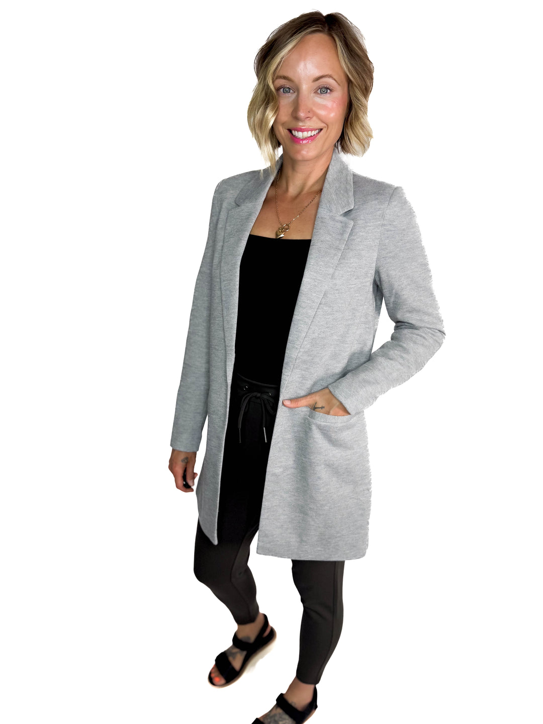 VERO MODA Verina Long Blazer- LIGHT GREY MELANGE