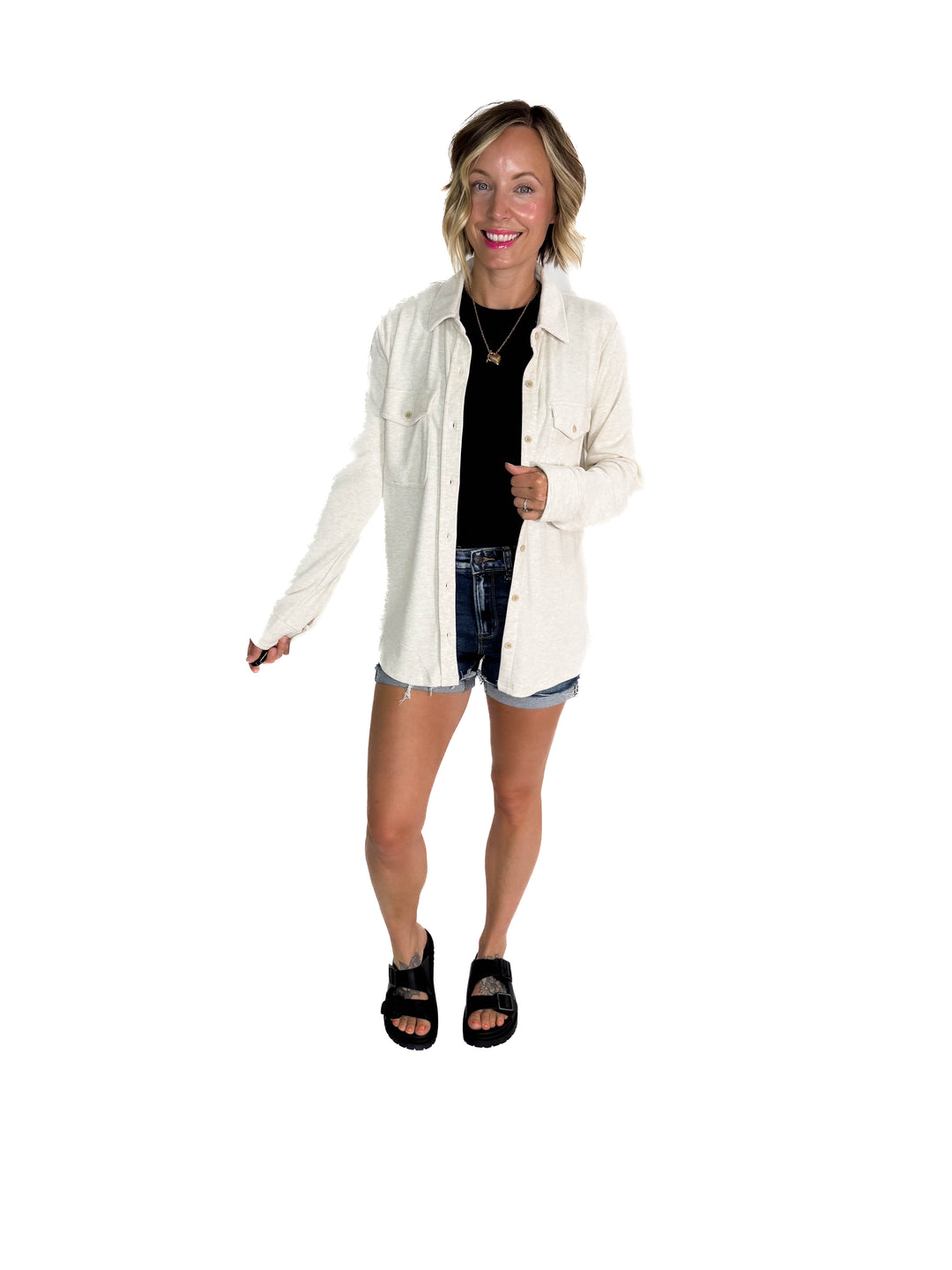 THREAD & SUPPLY Cassian Shacket- HTHR OATMEAL