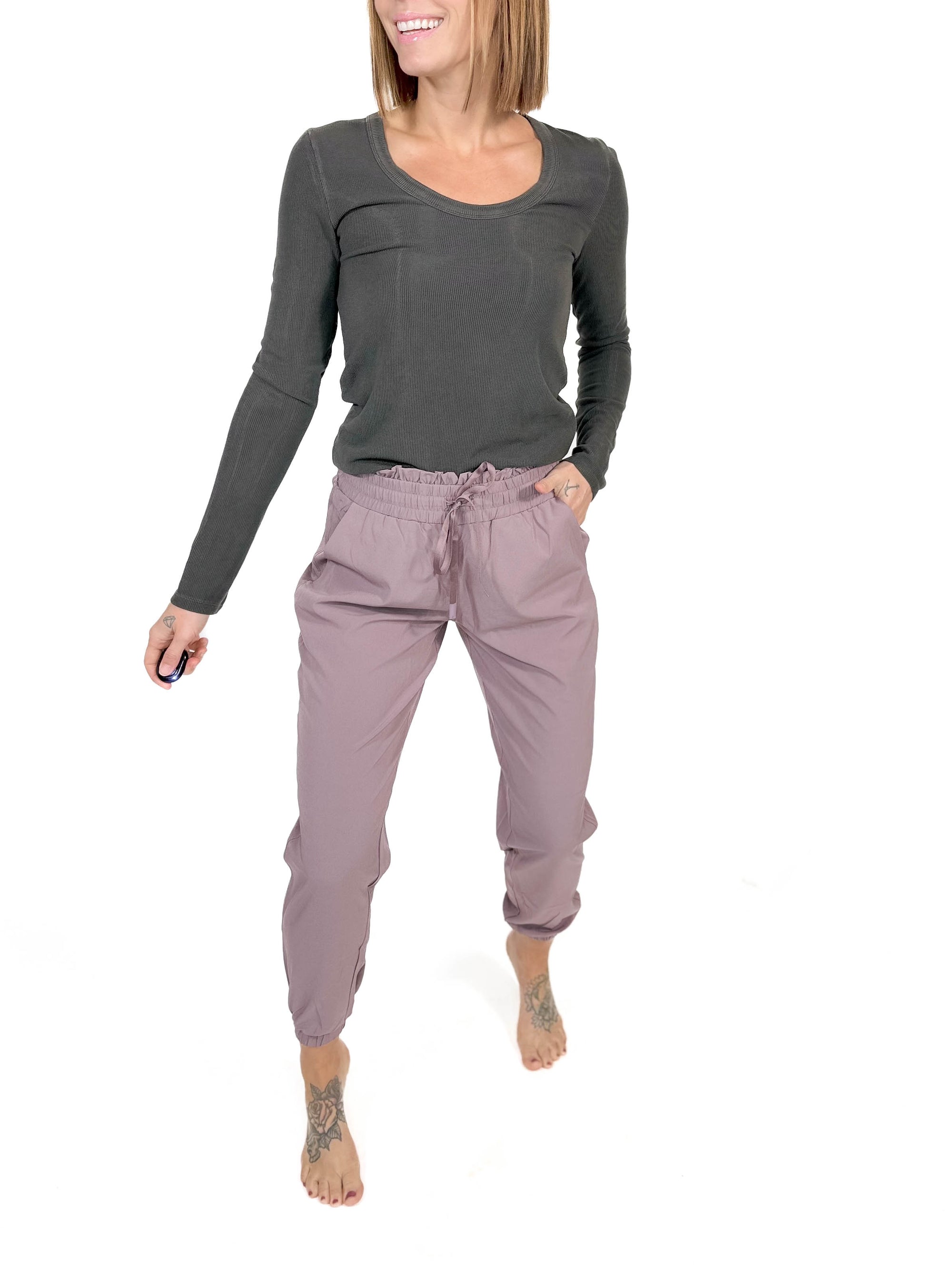 MONO B Blake High Waist Jogger- MAUVE