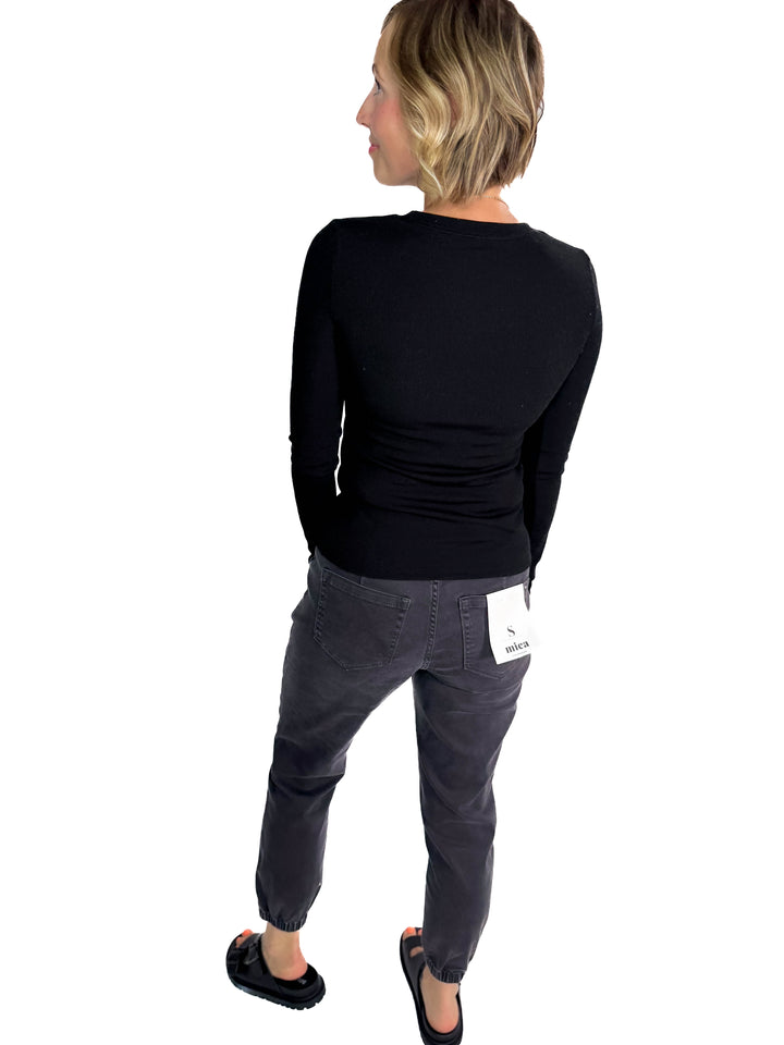 Beth Ribbed Long Sleeve- BLACK