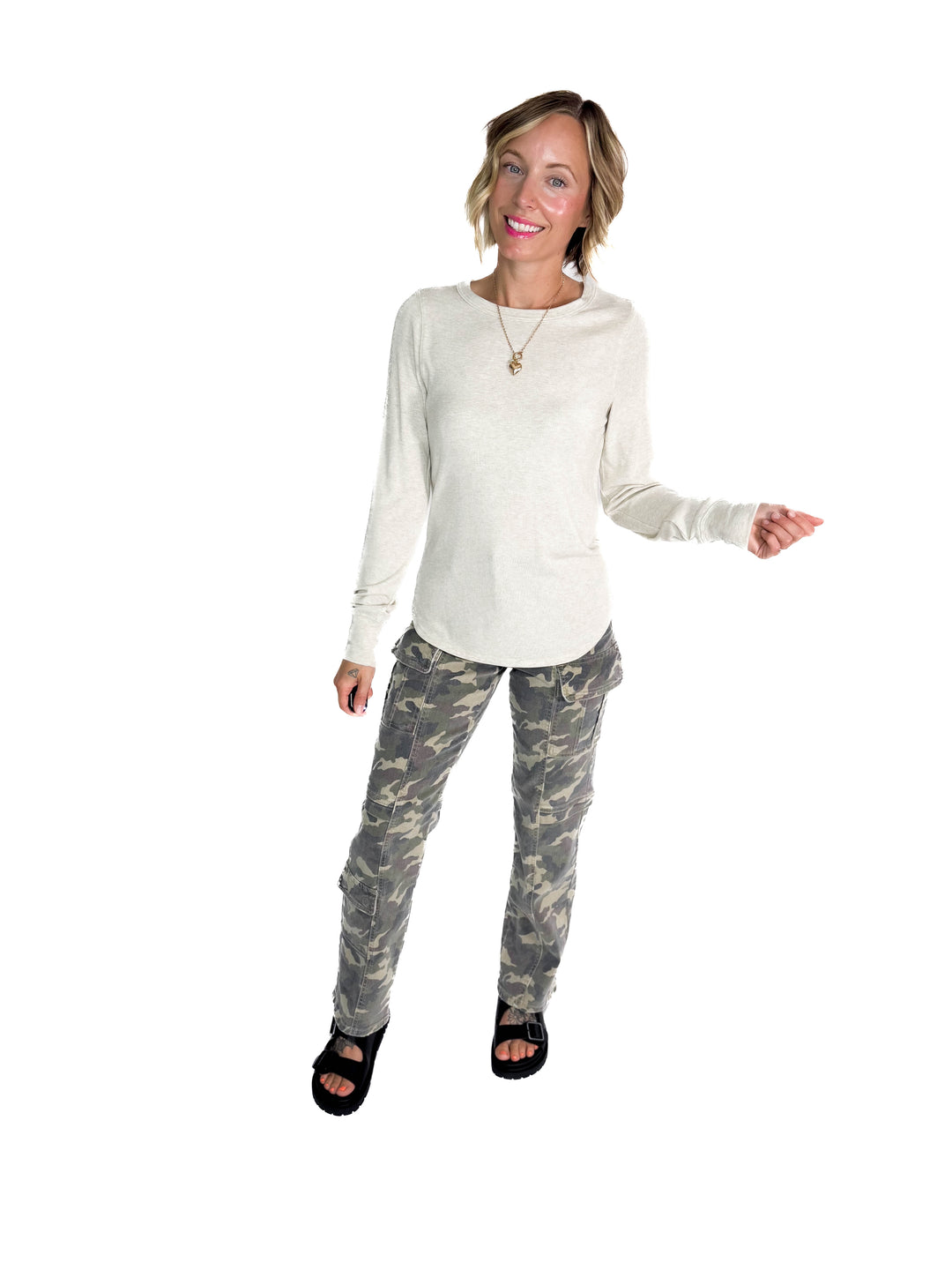 THREAD & SUPPLY Stacy Long Sleeve- SAND HTHR