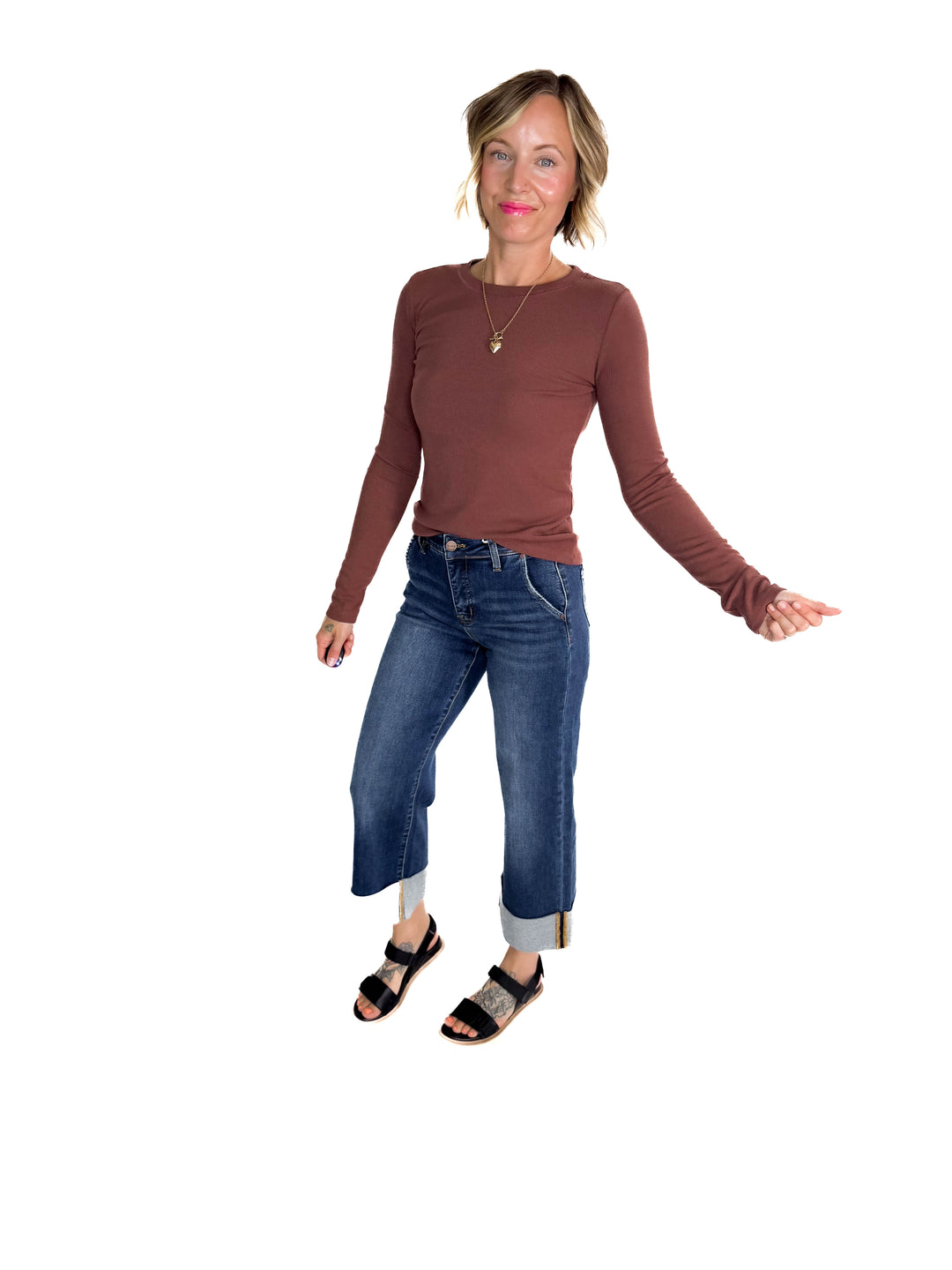 Beth Ribbed Long Sleeve- ESPRESSO