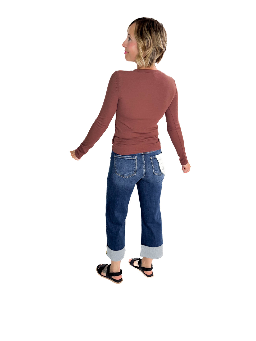 Beth Ribbed Long Sleeve- ESPRESSO