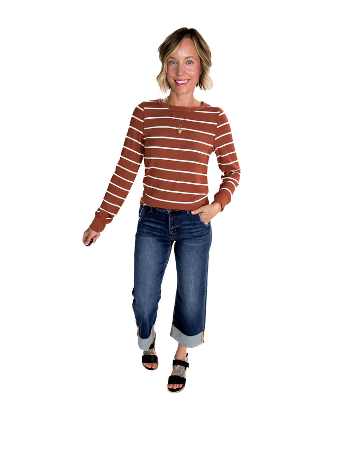 THREAD & SUPPLY Stacy Long Sleeve- BROWN WHITE
