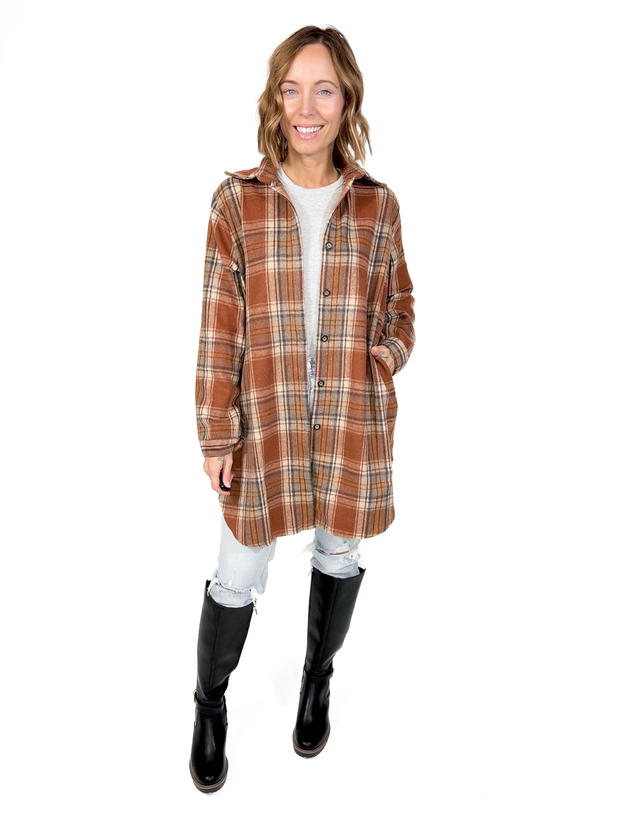 Renfrew Plaid Shacket- RUST-FINAL SALE*L*