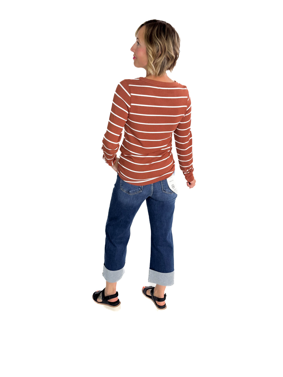 THREAD & SUPPLY Stacy Long Sleeve- BROWN WHITE