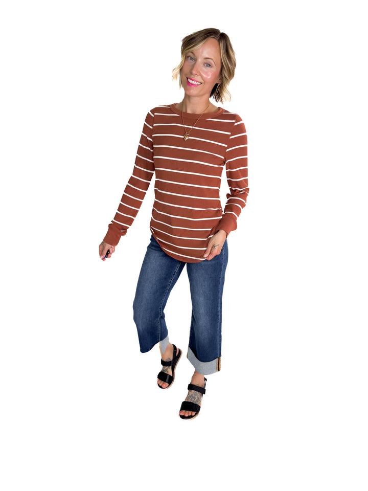 THREAD & SUPPLY Stacy Long Sleeve- BROWN WHITE