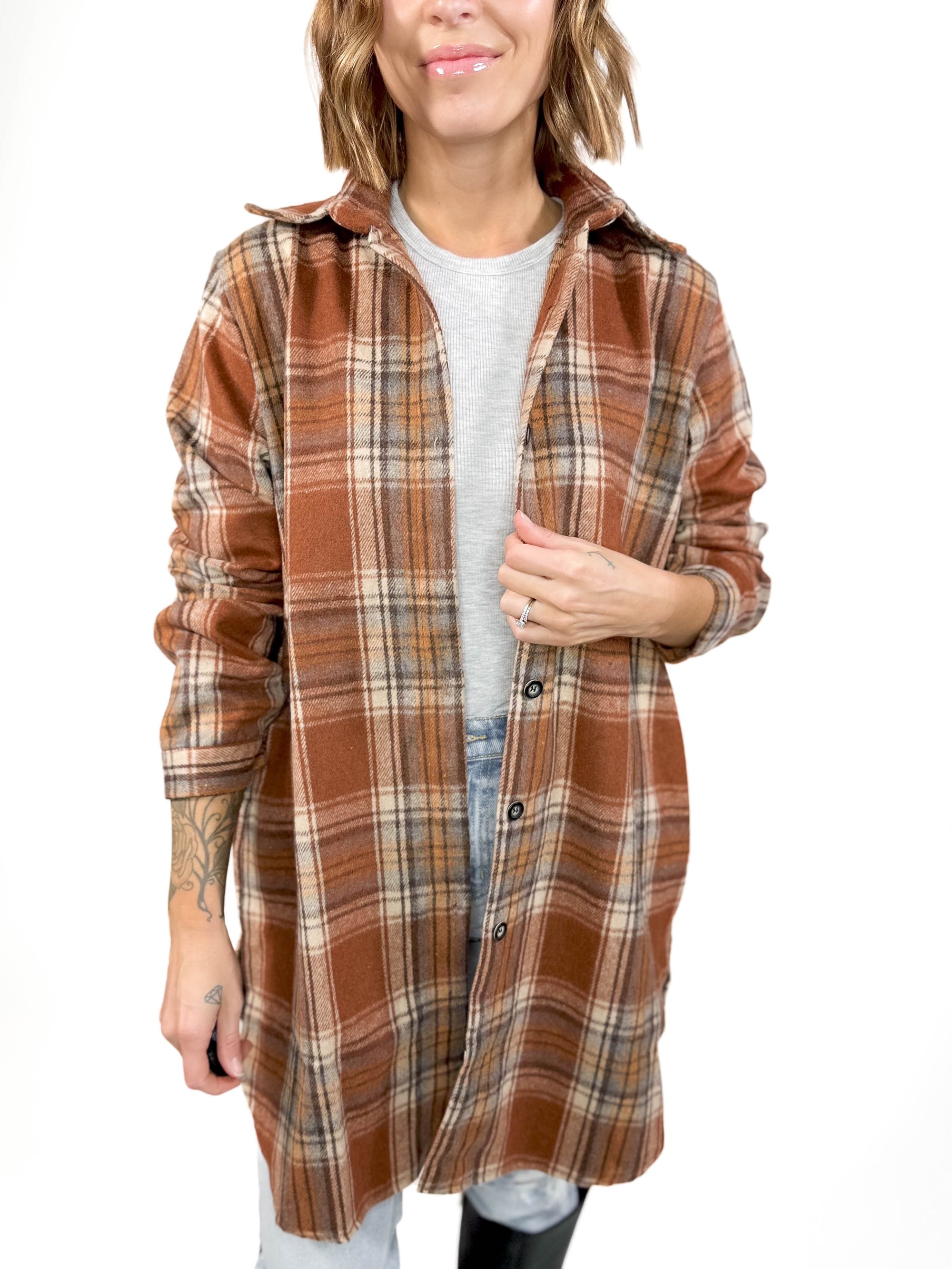 Renfrew Plaid Shacket- RUST-FINAL SALE*L*