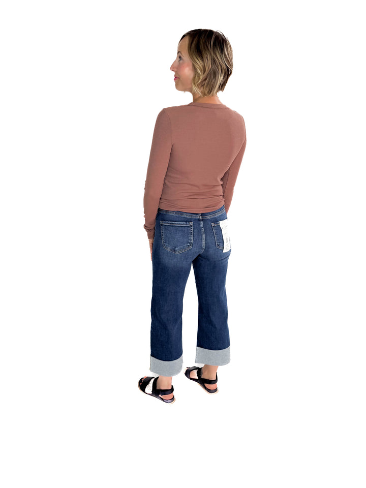 Beth Ribbed  Long Sleeve- RED BEAN