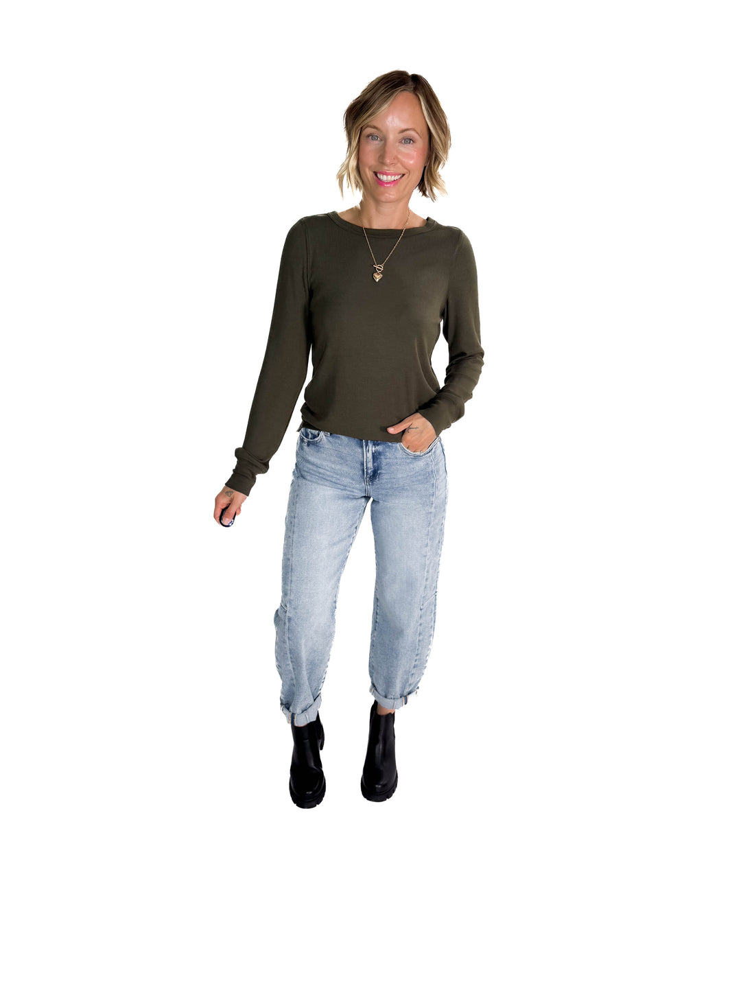 THREAD & SUPPLY Stacy Long Sleeve- EUCALYPTUS