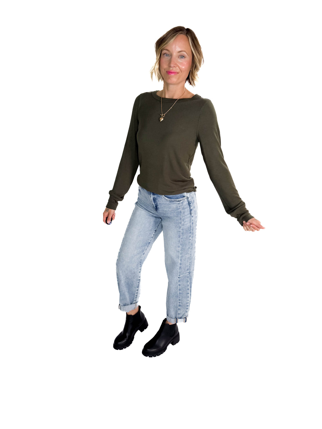 THREAD & SUPPLY Stacy Long Sleeve- EUCALYPTUS