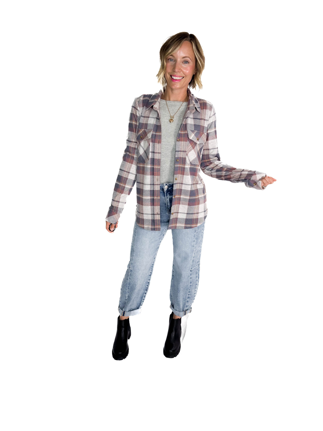 THREAD & SUPPLY Cassian Shacket- VINTAGE INDIGO PLAID